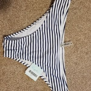 Cupshe swim bikini bottoms navy and white M